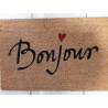 TAPIS COCO TEXTE BONJOUR COEUR NATUREL 40X60CM