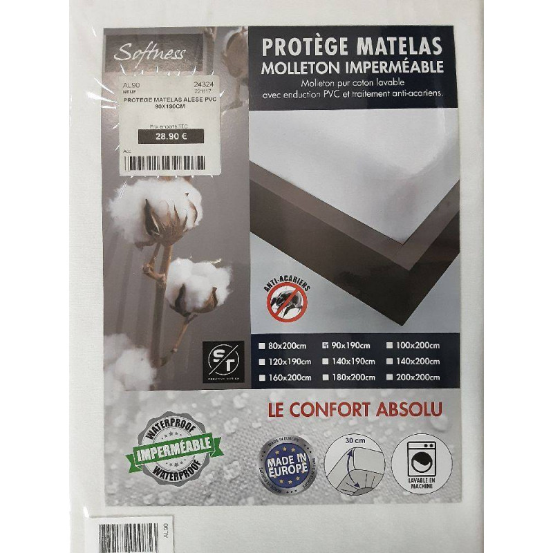 PROTEGE MATELAS ALESE PVC 90X190CM