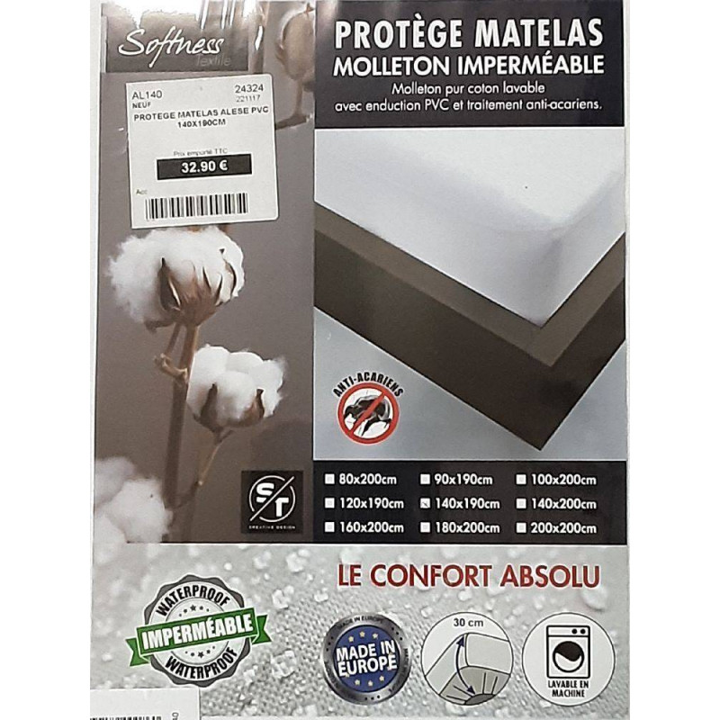 PROTEGE MATELAS ALESE PVC 140X190CM