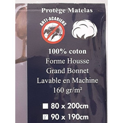 PROTEGE MATELAS MOLLETON 90X190CM