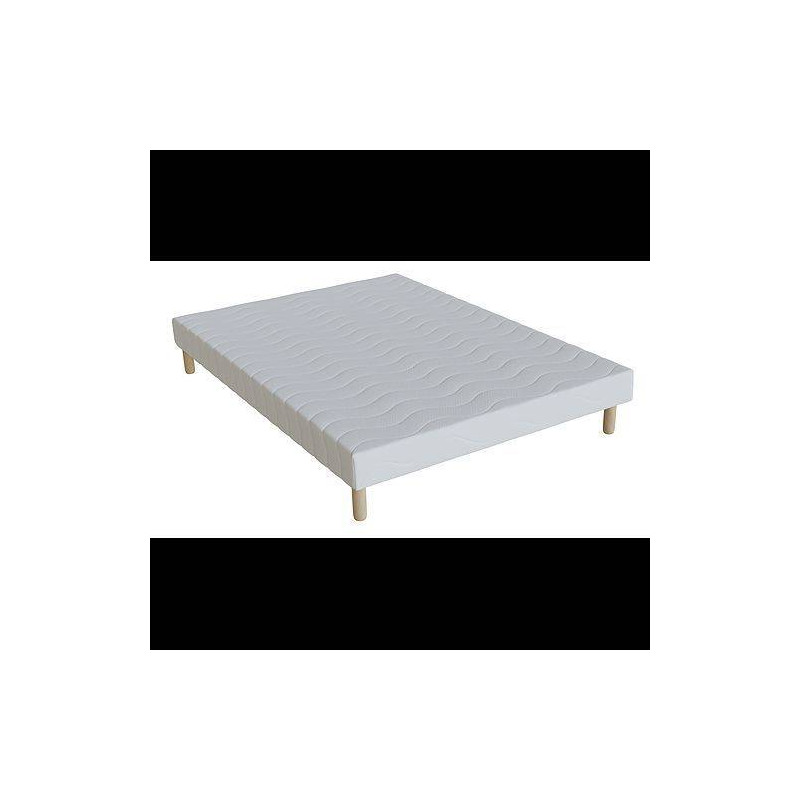 SOMMIER ELITE TAPISSIER BLANC 140X190CM LATTES RECOUVERTES H15CM