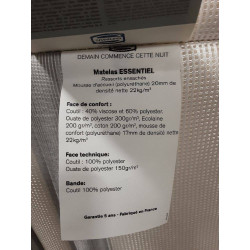 MATELAS SIMMONS ESSENTIEL + SOMMIER 90X200 CM + PIEDS 