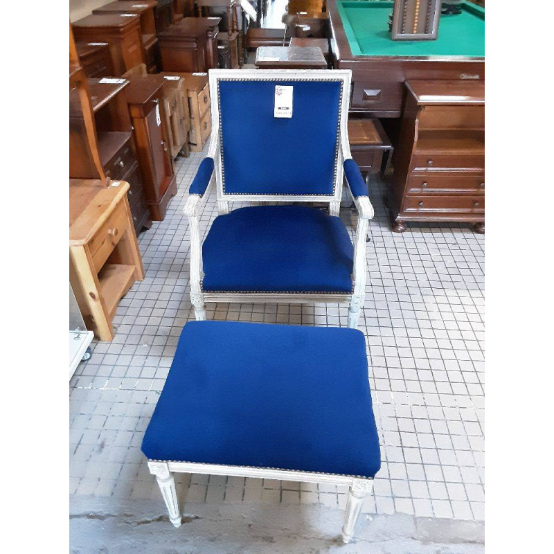 CABRIOLET+REPOSE PIEDS VELOURS BLEU