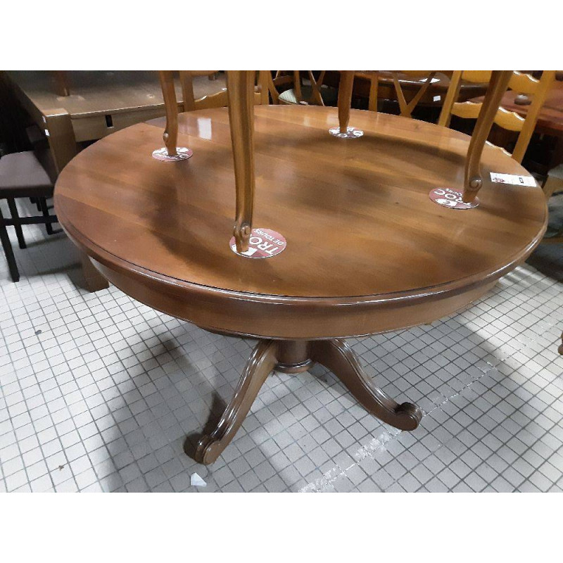 TABLE GUERIDON + 2 ALLONGE MERISIER