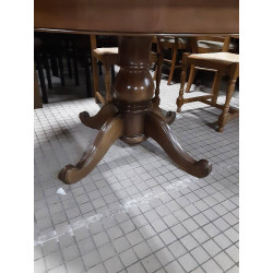 TABLE GUERIDON + 2 ALLONGE MERISIER