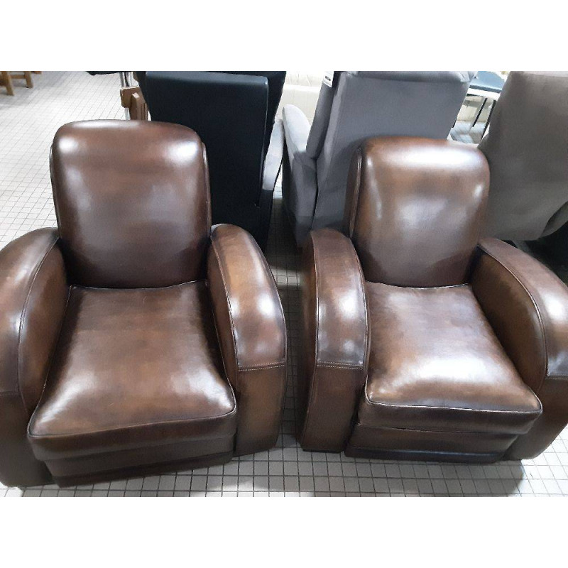 FAUTEUILS CLUB CUIR LA PAIRE