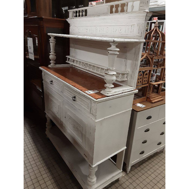 DESSERTE HENRI 2 BLANCHE AVEC MARBRE