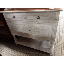 DESSERTE HENRI 2 BLANCHE AVEC MARBRE