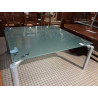 TABLE VERRE PIÉTEMENT ALUMINIUM 160X160