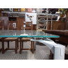 TABLE VERRE PIÉTEMENT ALUMINIUM 160X160