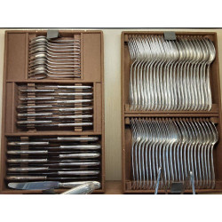 MÉNAGÈRE 92 PIÈCES MÉTAL ARGENTÉ COFFRET CHENE 