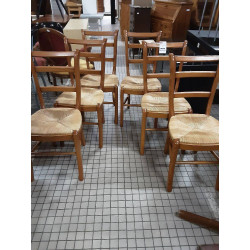 LOT 6 CHAISES PAILLÉES PIN...