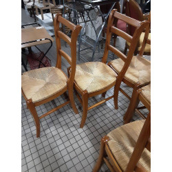 LOT 6 CHAISES PAILLÉES PIN MASSIF