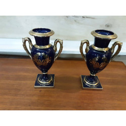 PAIRE VASES BLEU DE...