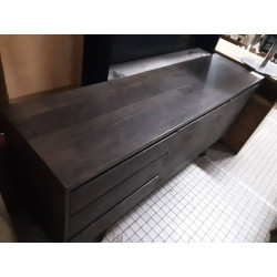 ENFILADE 2 PORTES 3 TIROIRS COULEUR MARRON FONCÉ