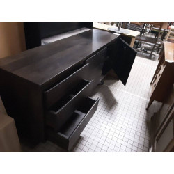 ENFILADE 2 PORTES 3 TIROIRS COULEUR MARRON FONCÉ