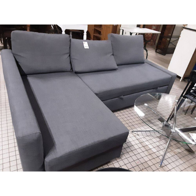 CANAPÉ CONVERTIBLE COFFRE TISSU GRIS IKEA