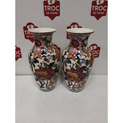 PAIRE VASE GIEN PIVOINE HAUTEUR 26 CM