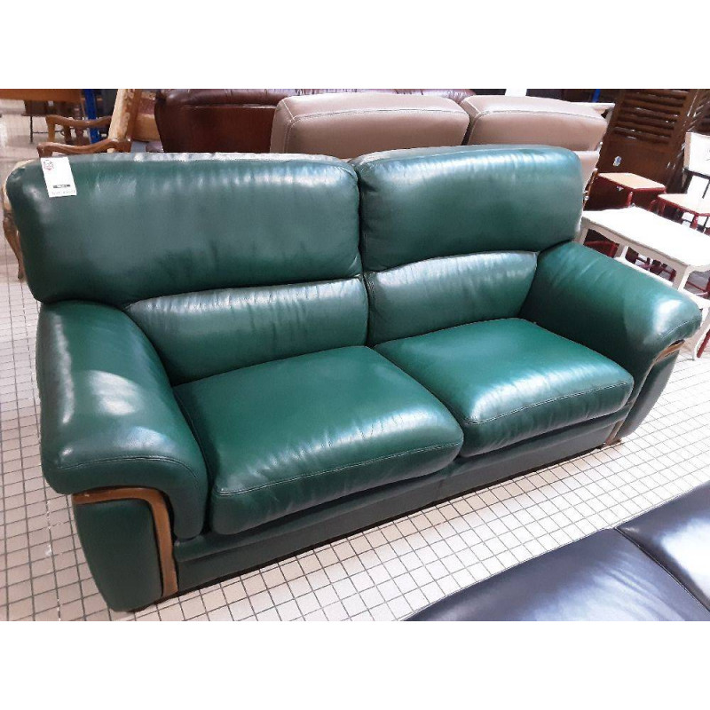 CANAPÉ CUIR 3 PLACES VERT