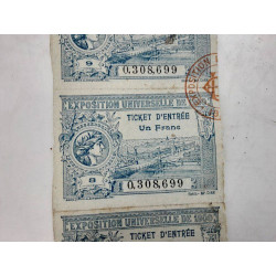 TICKETS D\'ENTRÉE EXPOSITION UNIVERSELLE 1900 LES 3