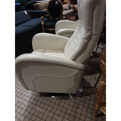 FAUTEUIL RELAX ELECTRIQUE CUIR BLANC SUR BATTERIE