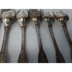 ENSEMBLE COUVERT ARGENT MASSIF 18 EME ET MINERVE 906 GRAMMES