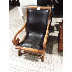 FAUTEUIL CUIR ACCOUDOIRES BOIS