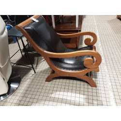 FAUTEUIL CUIR ACCOUDOIRES BOIS
