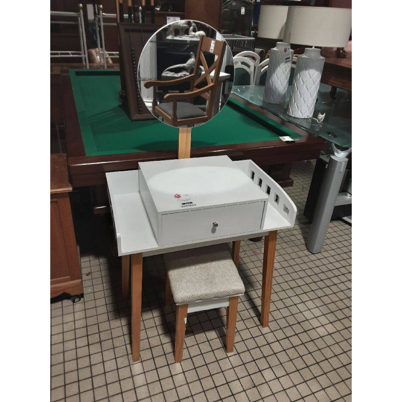 COIFFEUSE BLANCHE+ TABOURET