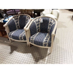PAIRE BERGÈRES DEMI RONDE  COLONNE TISSU BLEU