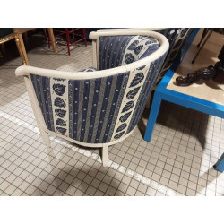 PAIRE BERGÈRES DEMI RONDE  COLONNE TISSU BLEU