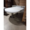 TABLE RONDE BLANCHE 1 ALLONGE PIETEMENT MÉTAL  HUSSON