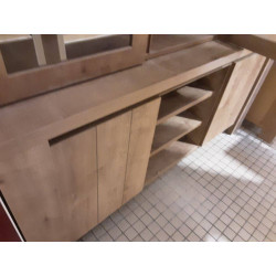 MEUBLE 2 CORPS HAUT 3 PORTES VITRÉES COULEUR CHENE CLAIR