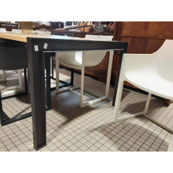 TABLE CHENE CLAIR PIETEMENT MÉTAL INDUSTRIEL 240X110